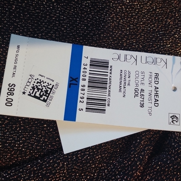 Karen Kane Red Ahead Front Twist Top Gold/Copper XL - Picture 12 of 12